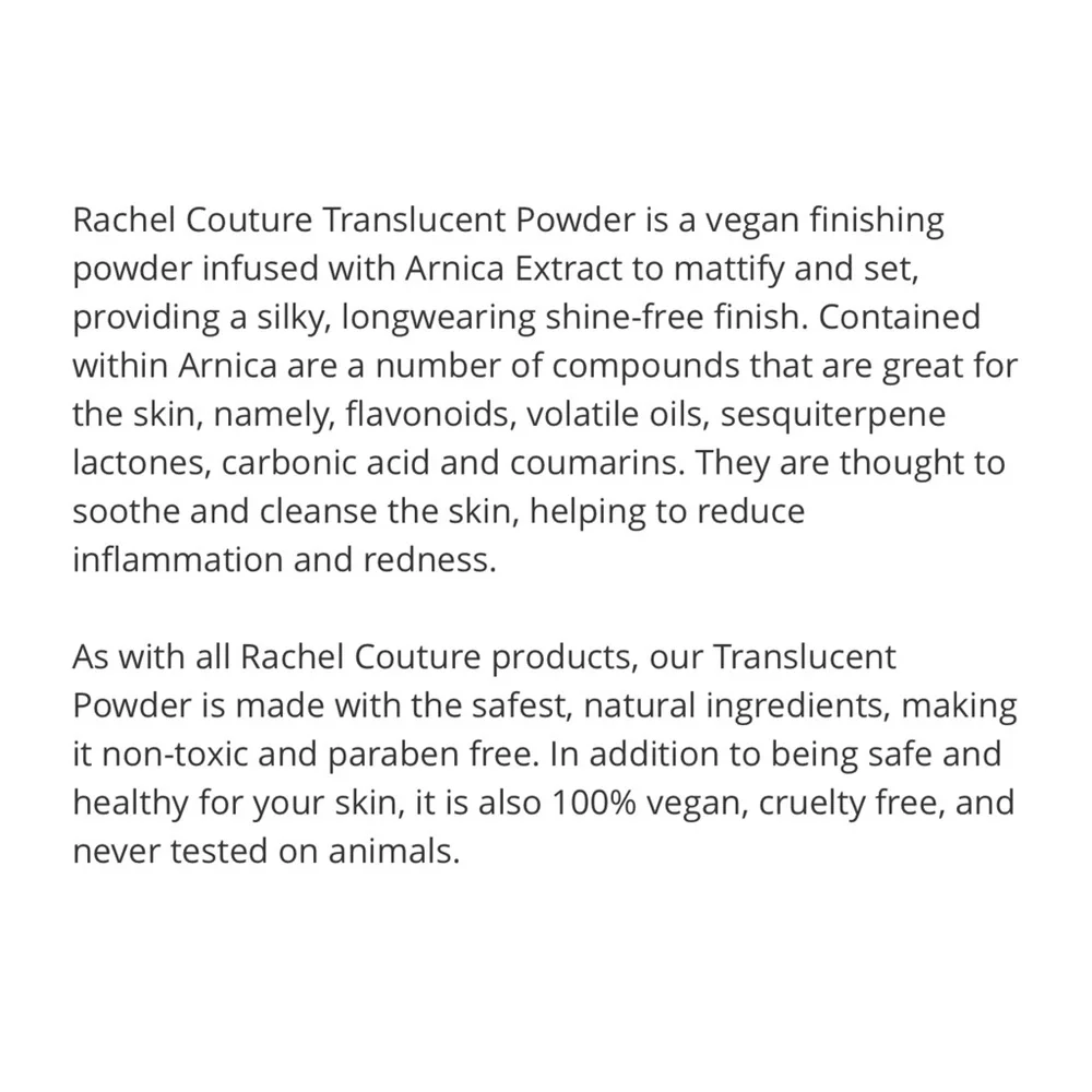 NEW Rachel Couture Translucent Loose Setting Finishing Powder Light 8g